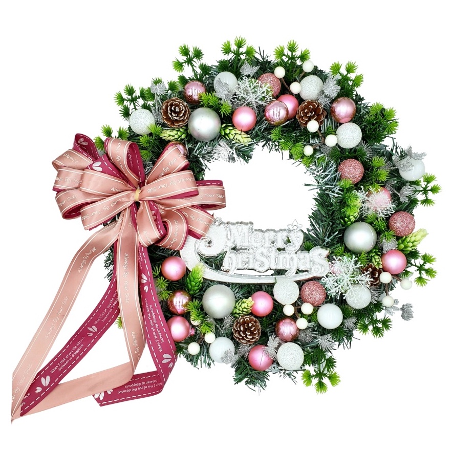 Vòng Hoa Trang Trí Noel D53 Size 40cm Tặng Kèm Đèn Vòng Nguyệt Quế Giáng Sinh