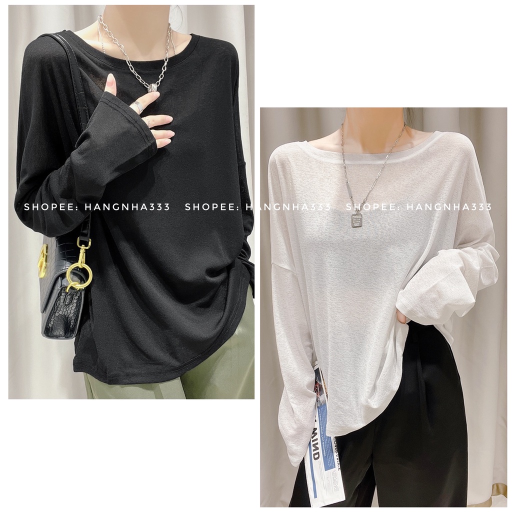 LOẠI 1 | Áo thun mỏng tay dài form rộng cổ tròn siêu xinh Ulzzang