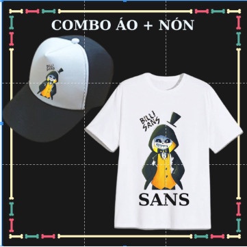 Combo Áo + Nón in hình Sans cho bé trai, bé gái (Từ 10kg đến 90Kg , đủ size áo)