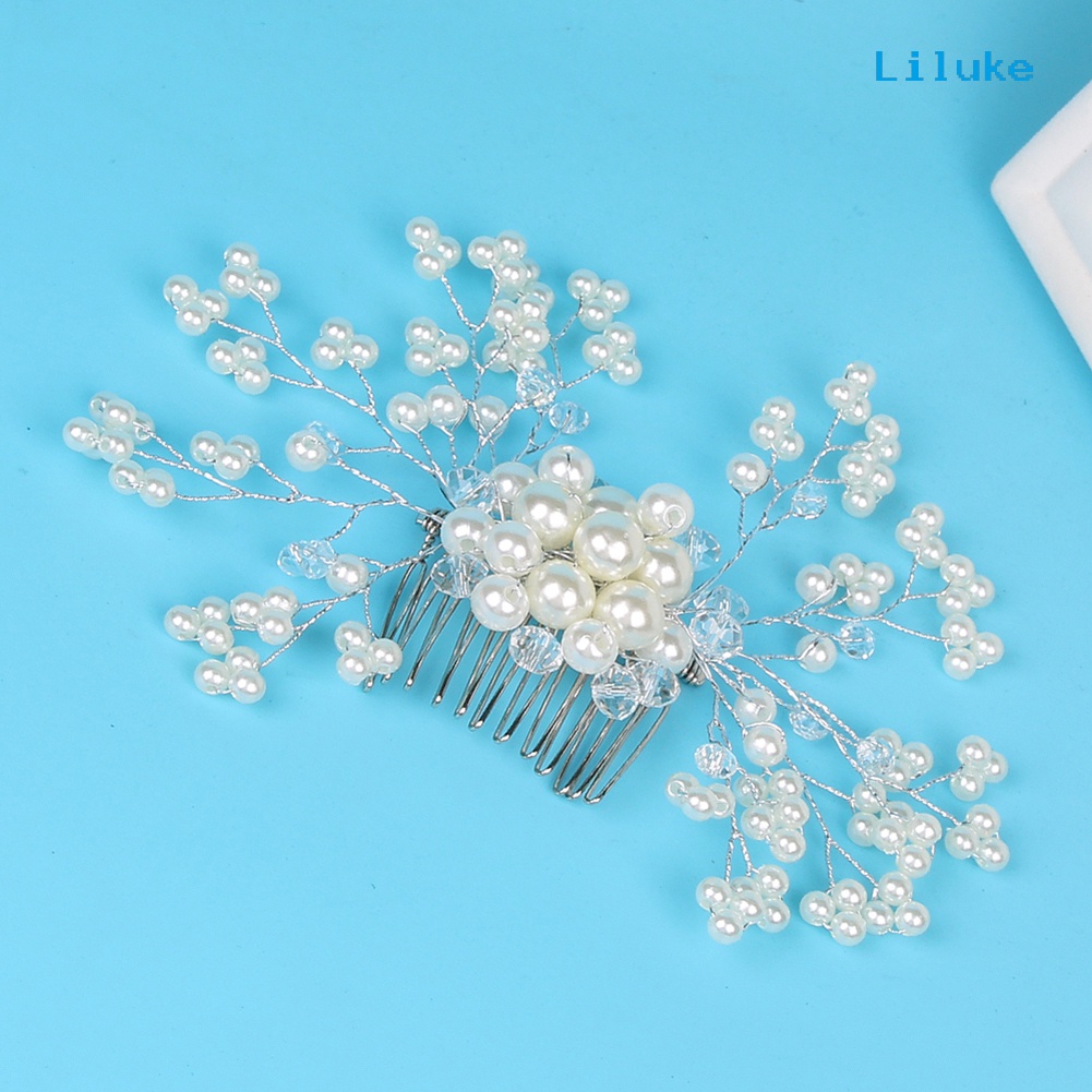 Lược Cài Tóc Nữ Họa Tiết Hoa Đính Ngọc Trai Thời Trang Thanh Lịch