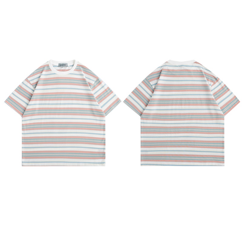 Áo Thun Cotton Oversize Kẻ Sọc Thời Trang Nhật Bản Dành Cho Nam Và Nữ 2022