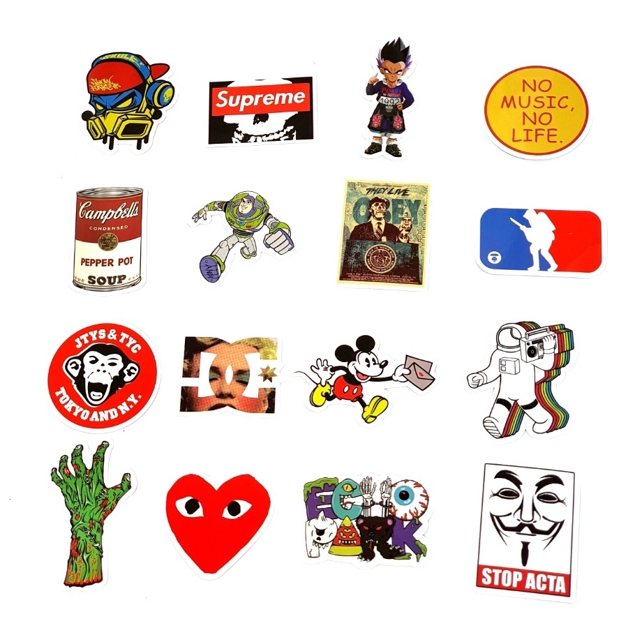 [SET C] Sticker rời, chống thấm nước, dán laptop, mũ nón bảo hiểm, vali, balo, ván trượt, tủ lạnh, decor phòng