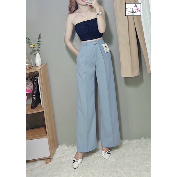 Quần suông dài lưng cao nữ nhiều màu thời trang