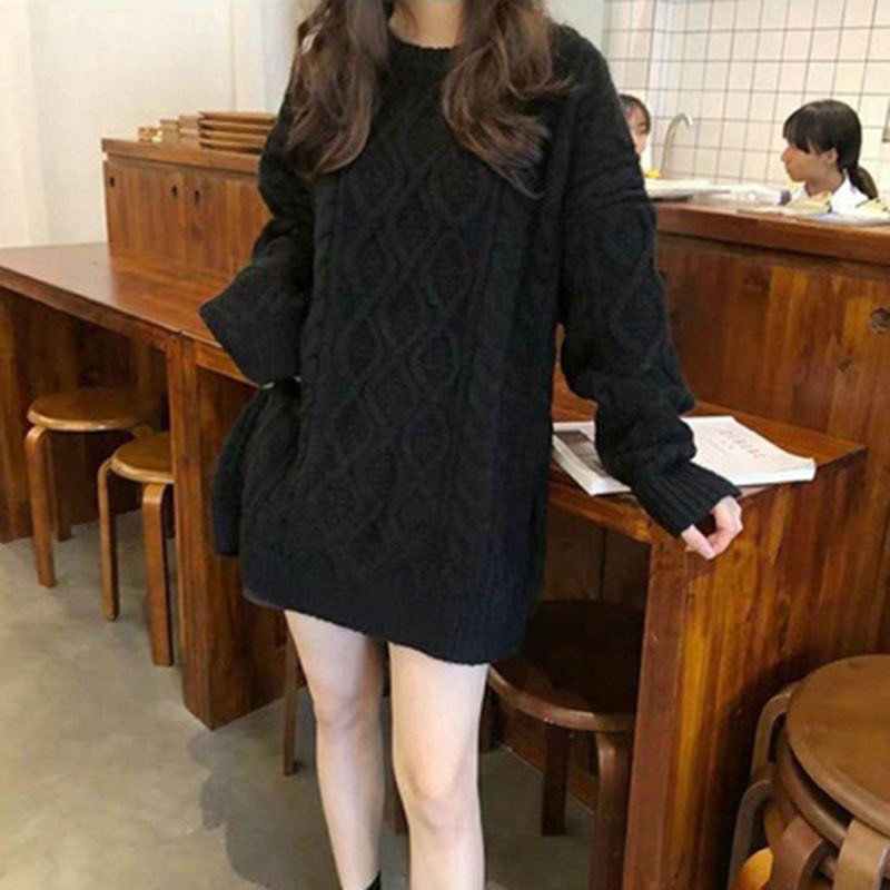 Áo Len Trám Dáng Dài Ulzzang Chất Dày Dặn Chùm Mông Phong Cách Hàn Quốc