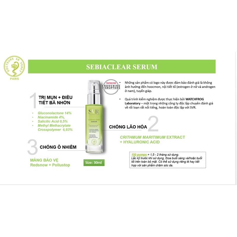 [Nhập khẩu] Serum giảm mụn mờ thâm SVR Sebiaclear 30ml