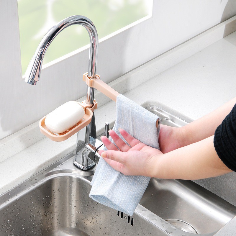 Kệ Gắn Bồn Rửa Chén - Thanh Treo Khăn, Giá Để Xà Phòng, Đồ Dùng 2 Tầng 4747