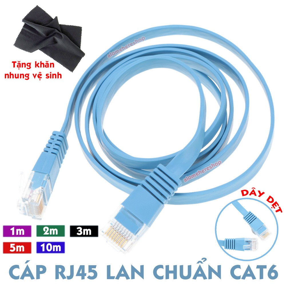 Cáp LAN RJ45 Chuẩn CAT6 Đầu Dẹt Chống Rối Đi Dây Siêu Gọn 1 2 3 5 10 MÉT
