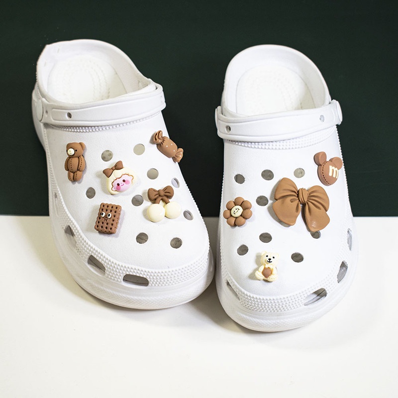 Phụ Kiện Khóa Giày Crocs Hình Gấu/Hoa/Hoạt Hình Dễ Thương Dành Cho Bé