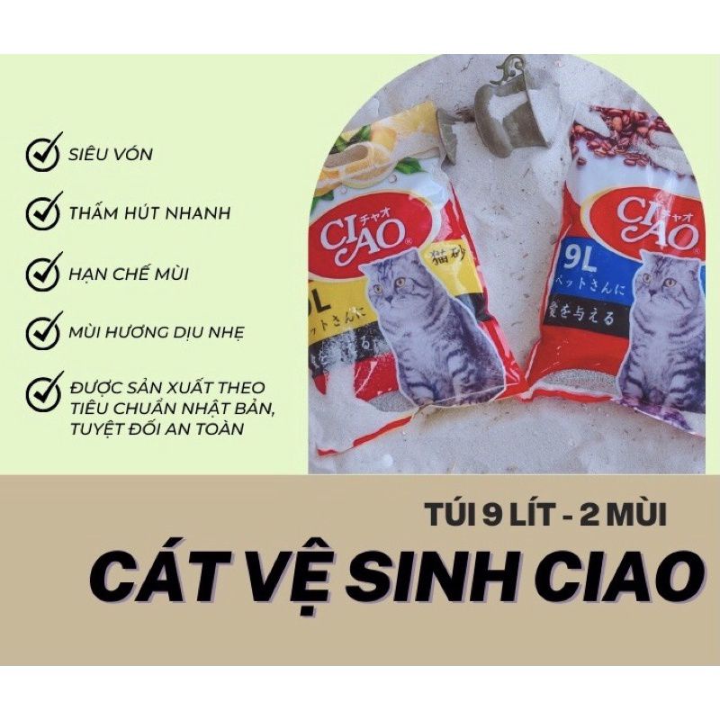 Cát vệ sinh CIAO 9L cho Mèo