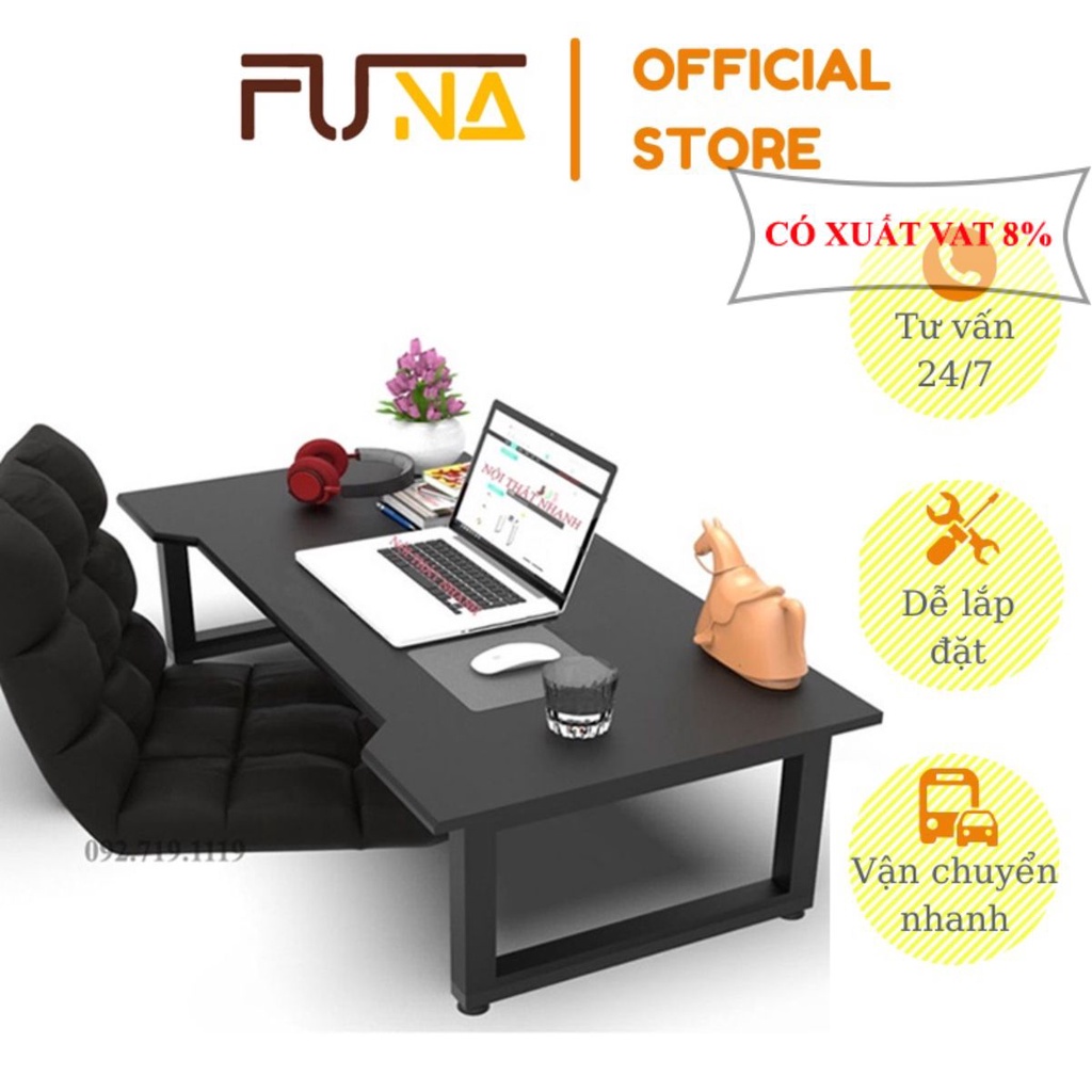 Bàn gaming gấp gọn ngồi bệt, Bàn làm việc học tập kiểu dáng gaming gấp thấp kích thước lớn chân sắt phủ sơn tĩnh điện