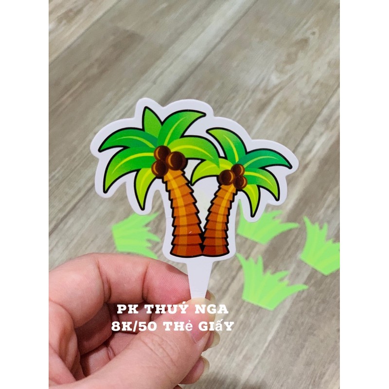 5 BỘ 50 THẺ CÂY CẮM GIẤY TRANG TRÍ BÁNH KEM