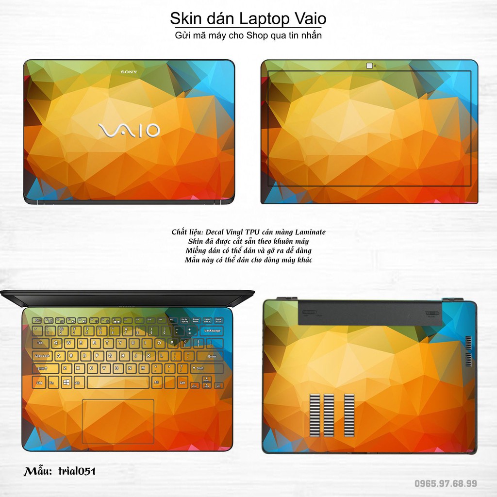 Skin dán Laptop Sony Vaio in hình Đa giác nhiều mẫu 9 (inbox mã máy cho Shop)