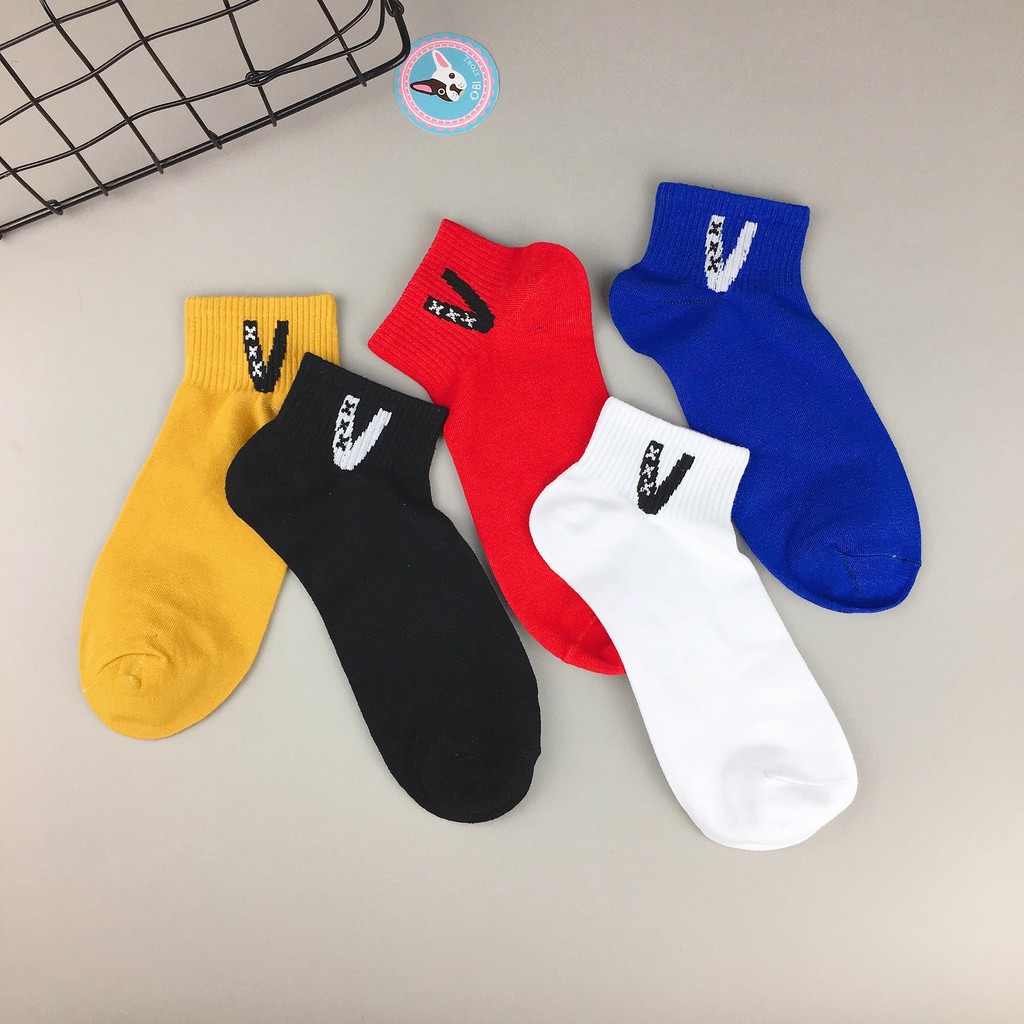 Vớ nam ngắn nhiều màu in chữ V - V177 - Obi store