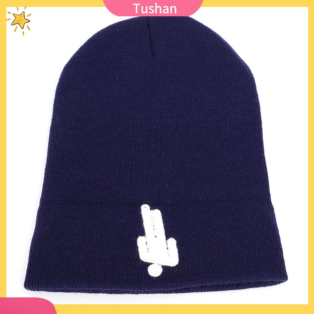 Mũ Len Màu Trơn Thêu Hình Người Phong Cách Hip Hop