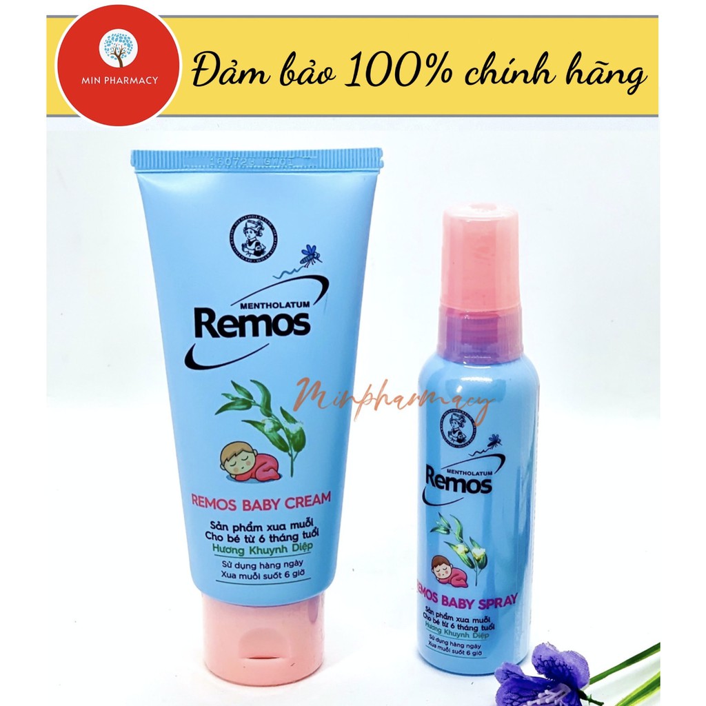 KEM VÀ XỊT Chống Muỗi Cho Bé Từ 6 tháng tuổi REMOS BABY Hương Khuynh Diệp (70g, 60ml) - Minpharmacy