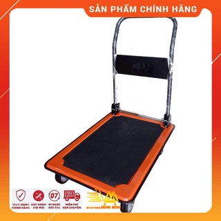 Xe kéo hàng, xe đẩy hàng 4 bánh maxkiwi- sàn thép, tải trọng 150kg, tay đẩy gập gọn