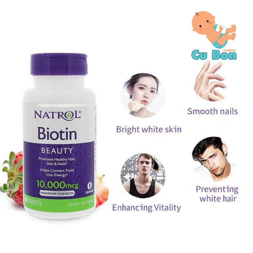 Viên uống hỗ trợ mọc tóc giảm rụng tóc Natrol Biotin 10000 mcg của Mỹ 100 viên