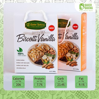 Biscotti vị Vanila ăn kiêng giảm cân cho tập luyện, yoga, thể thao Baker Baking