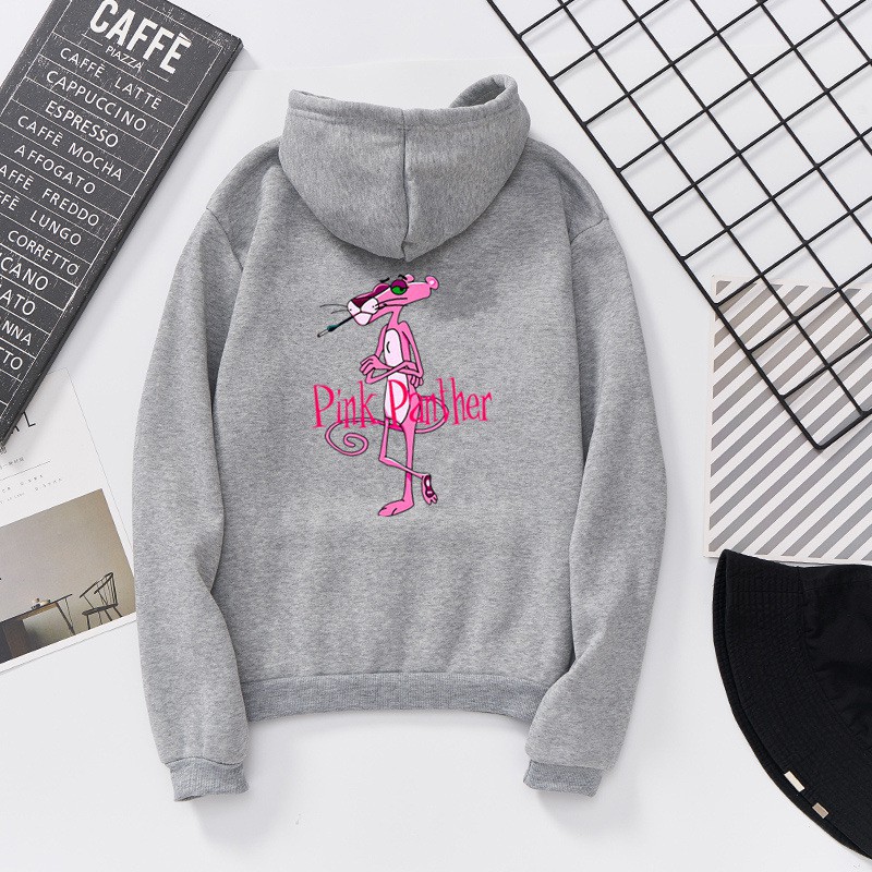 Áo Hoodies tay dài hoạ tiết chú báo hồng thiết kế đáng yêu cho phái nữ