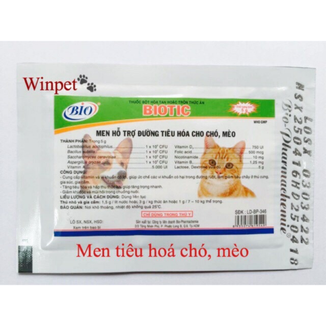 MEN TIÊU HÓA CHO CHÓ MÈO BIOTIC- gói 5g