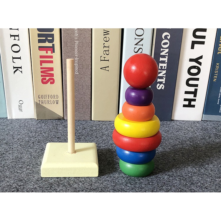 Tháp Cầu Vòng Bằng Gỗ Cho Bé Loại Nhỏ BeThongMinh - Đồ Chơi Gỗ Thông Minh Montessori