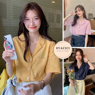 Áo sơ mi cổ vest cộc tay chất đũi mát không nhăn nhiều màu.