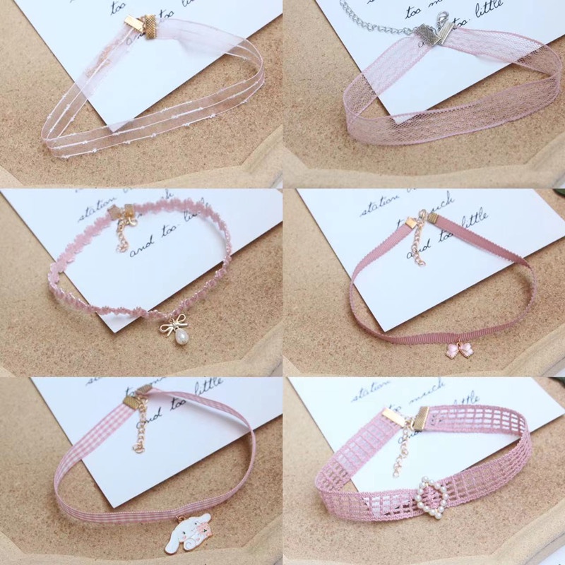 Vòng Cổ choker Màu Hồng Ngọt Ngào Đáng Yêu Thời Trang Hàn Quốc
