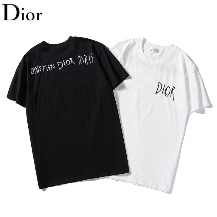 Dior Áo Thun Tay Ngắn Chất Liệu Cotton Họa Tiết Thêu Cao Cấp Thời Trang Dành Cho Cả Nam Và Nữ