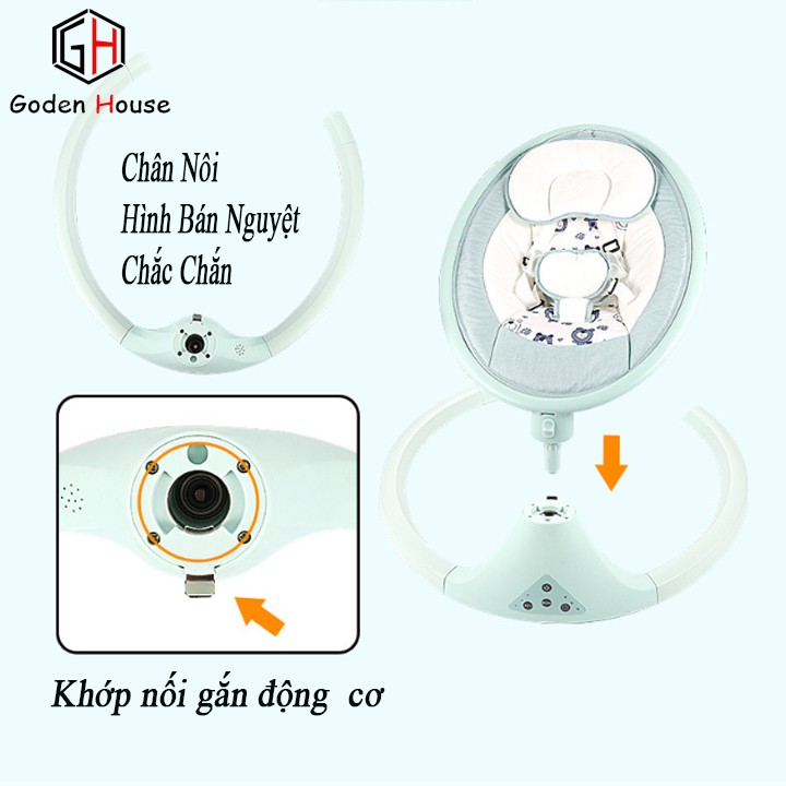 Nôi tự xoay cho bé, nôi điện tự động thông minh - Bảo hành 12 tháng