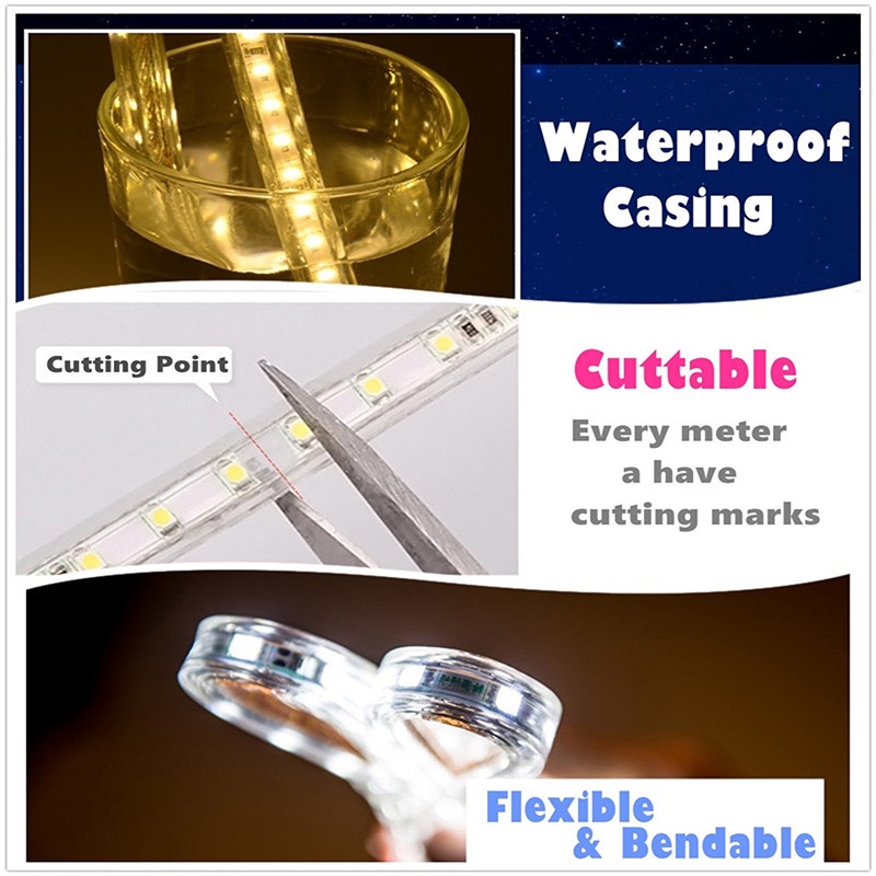 Dây Đèn LED SMD 5050 Linh Hoạt Chống Thấm Nước 1M/2M/3M/4M/5M 220V