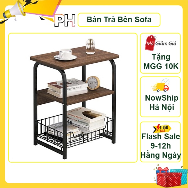 Bàn Uống Trà Bên Sofa Gồm 2 Tầng Kệ Trà Và Sách Kiểu Dáng Vintage Decor Phòng Ngủ Phòng Khách 2010