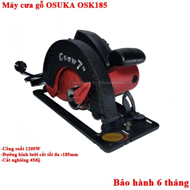 Máy Cưa Xẻ Gỗ,Cốp Pha Cầm Tay OSUKA 185 1200W-Máy Cưa Đĩa Công Suất Lớn-Hàng Chính Hãng