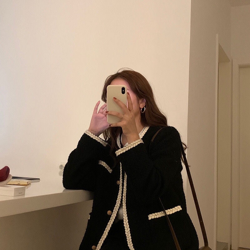 Áo khoác cổ tròn dáng rộng phong cách Hàn Quốc thanh lịch dành cho nữ