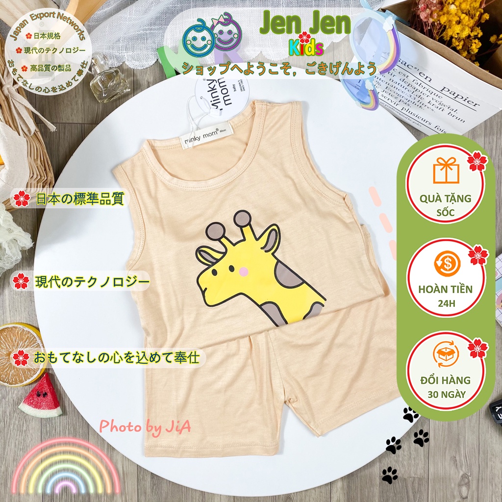 Bộ Quần Áo Ba Lỗ cho Bé 9-27kg, Minky Mom, Vải Thun Lạnh, Thoáng Mát , in Hình Thú Xinh, BL-IN13