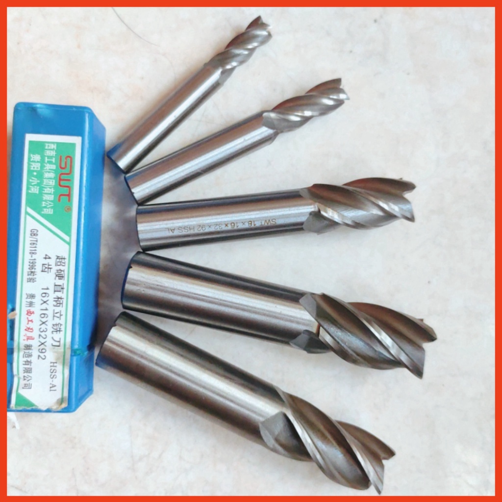 Mũi phay 8mm, 4 me cắt, chất liệu thép gió
