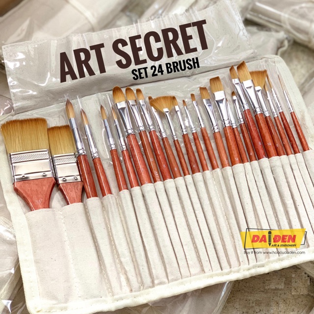 [DA ĐEN] Bộ Cọ Vẽ Art Secret 24 Món Kèm Túi