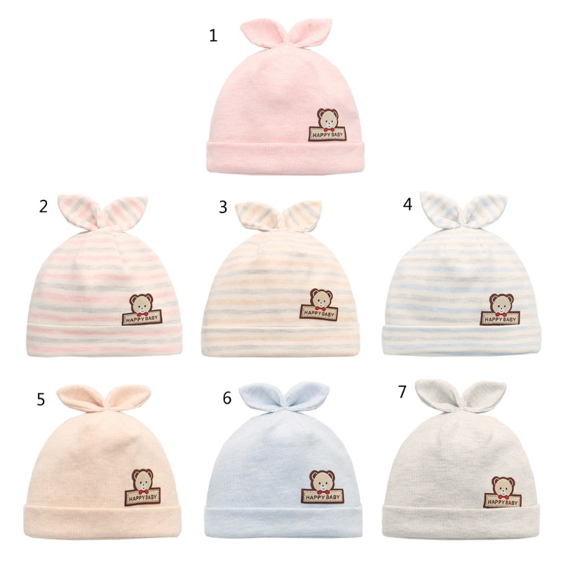 Mũ Cotton Mềm Mại Đính Nơ Tai Hoạt Hình Giữ Ấm Cho Bé Sơ Sinh
