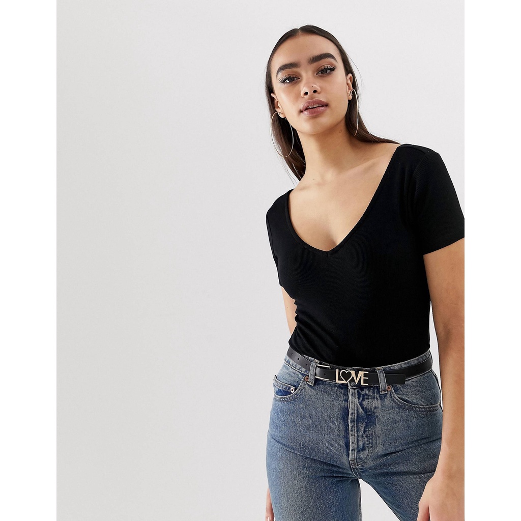 Áo bodysuit cổ tim tay ngắn COMMUNITY | BigBuy360 - bigbuy360.vn