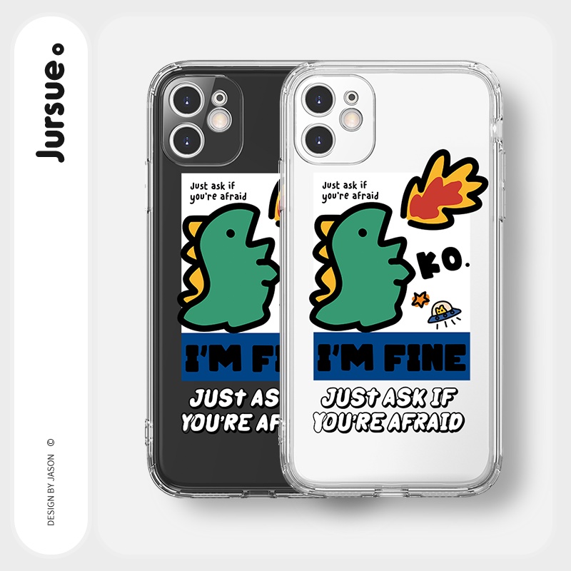 Ốp lưng JURSUE viền vuông hoạt hình dễ thương đẹp cho iPhone 13 12 11 Pro Max SE 2020 X XR XS ip 8 7 6 6S Plus kute Y224