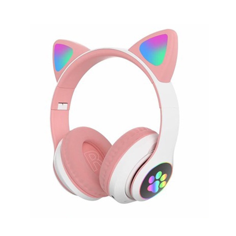 Tai nghe headphone máy tính tai mèo  không dây bluetooth phát quang có  micro  thích với tất cả các loại điện thoại
