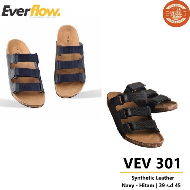 Giày Sandal Da Tổng Hợp Màu Đen Thương Hiệu Everflow Chính Hãng VEV 301 Thời Trang Cho Nam