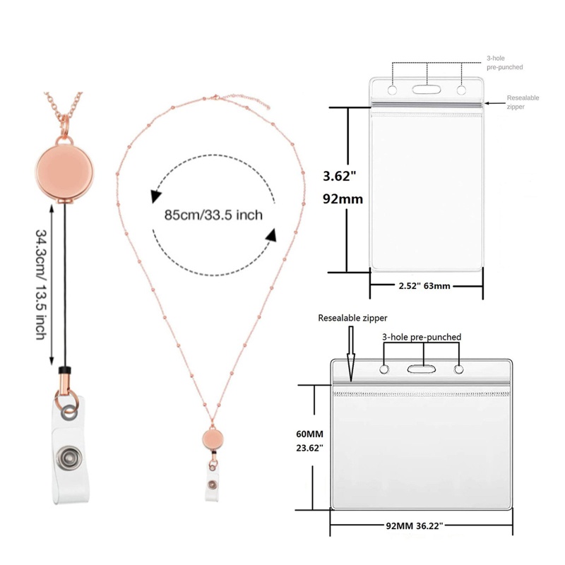 Dây Đeo Thẻ Tên Chống Thấm Nước Có Thể Thu Gọn Tiện Dụng Cho Nữ
