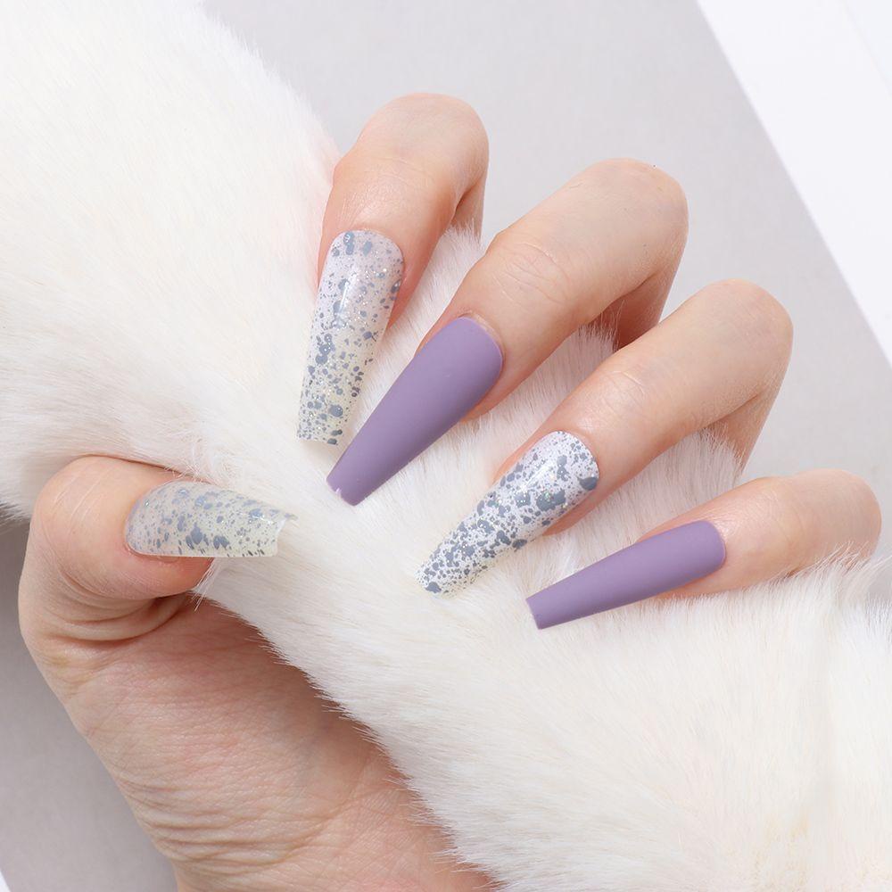 HS Bộ 24 Móng Tay Giả Dáng Chữ T Nhiều Màu Sắc Có Thể Tháo Rời