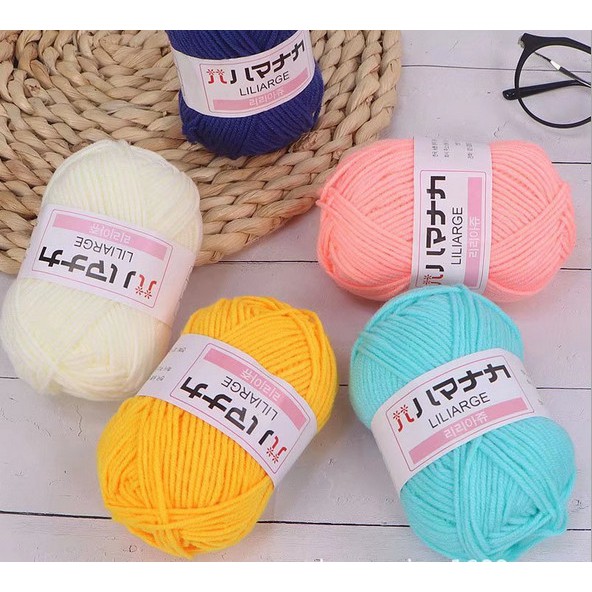 Cuộn 25G Len Milk Cotton Hàn Quốc Dùng Đan Móc Áo Len, Mũ Len, Nón Len