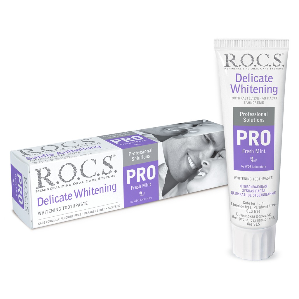 Kem đánh răng R.O.C.S. trắng răng vị bạc hà Pro Delicate Whitening Freshmint 135g