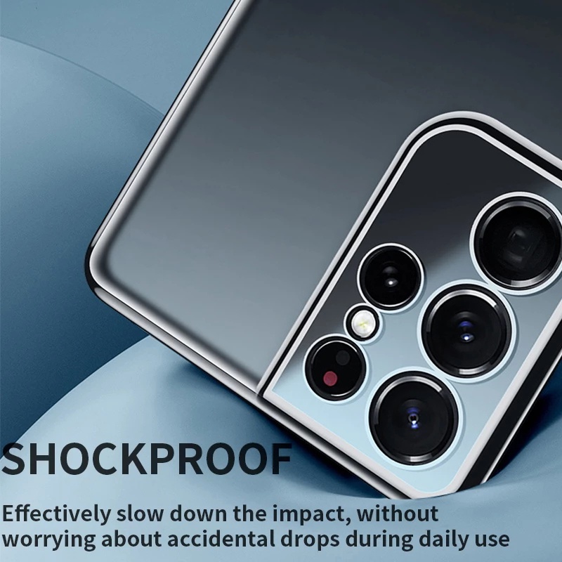 Luxury Gold Plating Case For Samsung S21 FE S22 Ultra Plus  Camera Protect Transparent Soft Silicone Cover