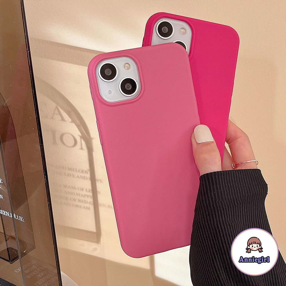 Ốp Điện Thoại TPU Mềm Chống Sốc Màu Đỏ Hồng Cho IPhone 14 13 12 11 Pro Max 8 7 Plus