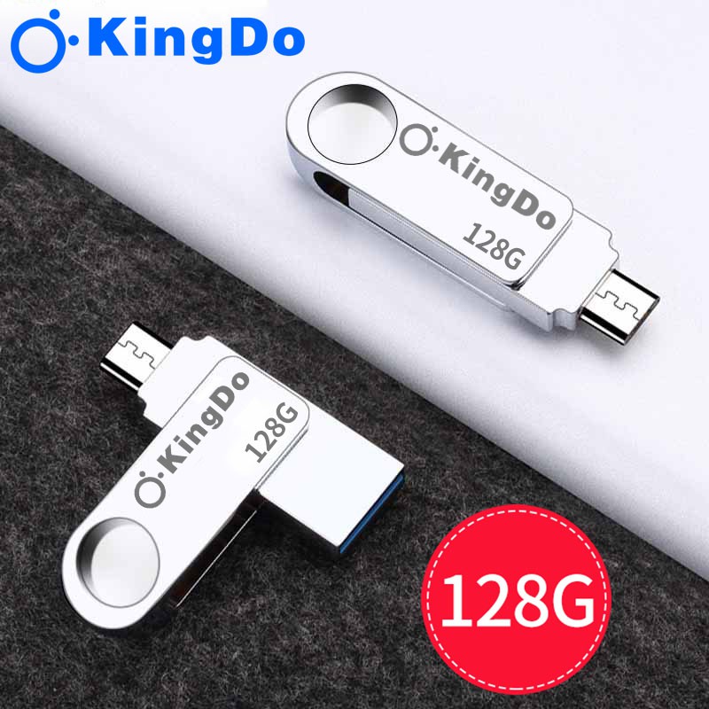 USB OTG Kingdo Ultra Dual Drive Luxe USB Micro USB 64GB 128GB 150MB/s (Bạc) Vỏ kim loại