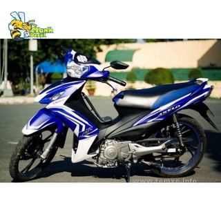 tem trùm axelo trắng xanh decal nhám