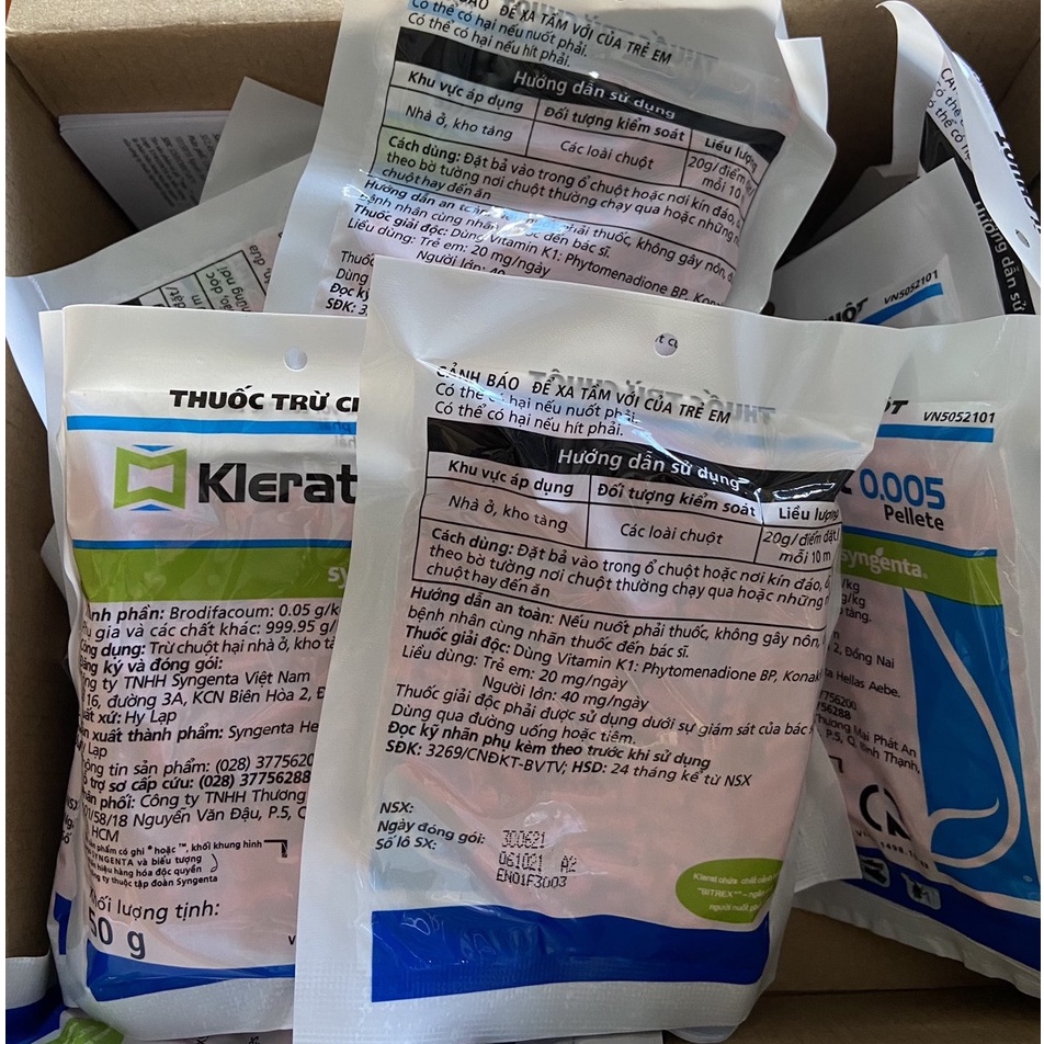 Thuốc Diệt Chuột Klerat 0,005 Gói 50g ⚜️FREESHIP⚜️ Dạng Bả Nhập Khẩu